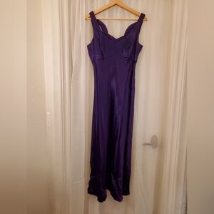 Elegant Purple Satin Evening Gown